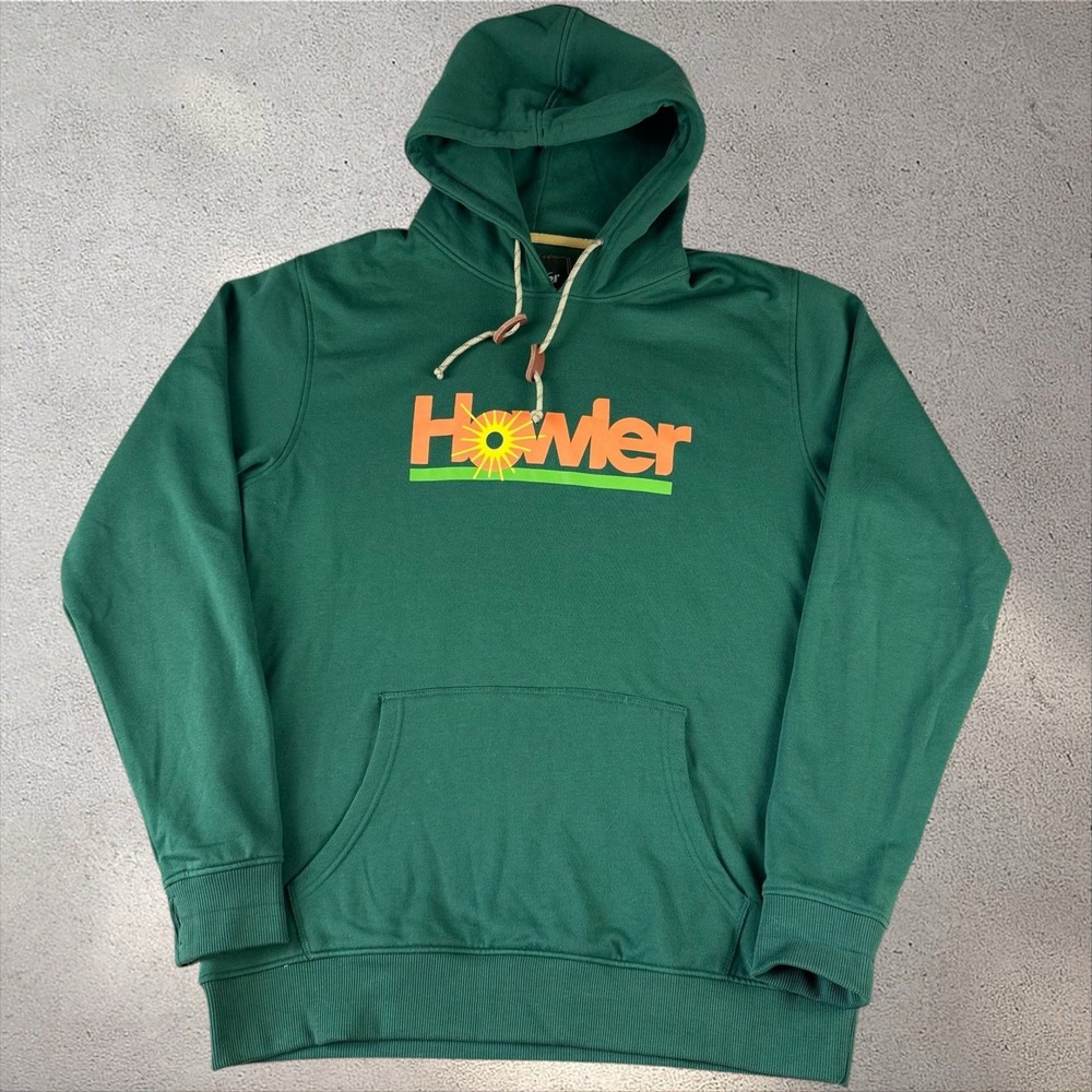 Howler Brothers Logo Pullover Hoodie Mens Large Green Outdoor Fleece Sweatshirt